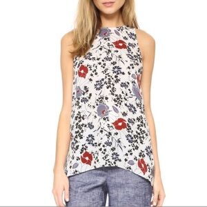 Theory Kalstinn Sleeveless Floral Print Silk Top
